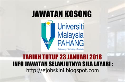 Jawatan kosong kerajaan dan swasta. Jawatan Kosong Universiti Malaysia Pahang (UMP) - 23 ...