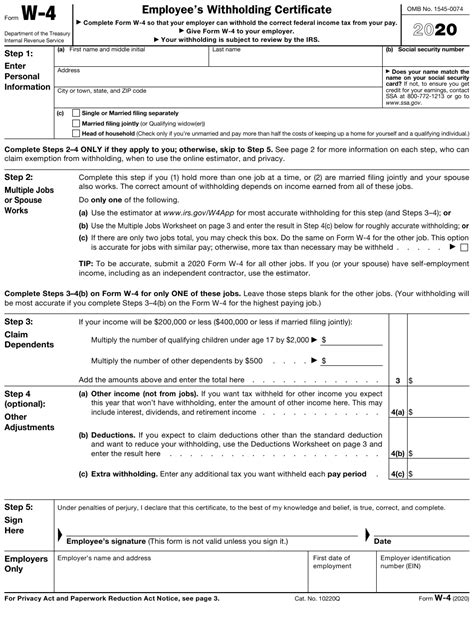 Federal Withholding Tax Form W 4v