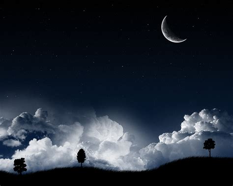 1164186 Landscape Night Sky Stars Clouds Moon Moonlight
