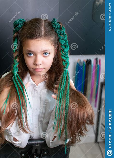 Teenager Girl With Colored Pigtails Stock Photo Image Of Hairdo Afro