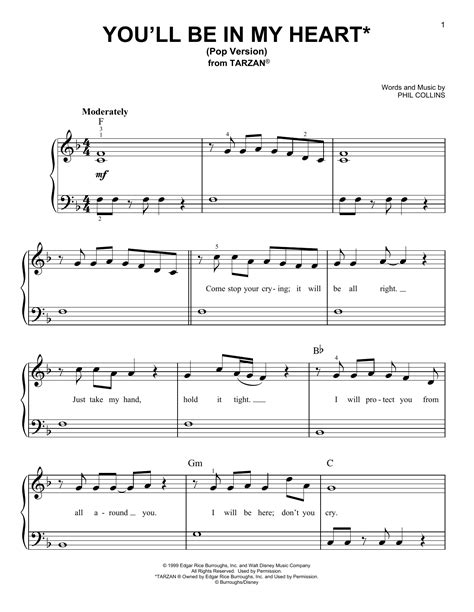 Youll Be In My Heart Pop Version From Tarzan Sheet Music Phil