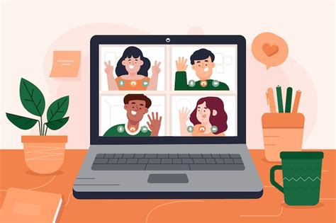 Friends Video Calling Concept Free Vector