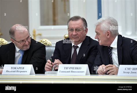 Chairman of AEON Corporation Roman Trotsenko, left, Transneft President ...