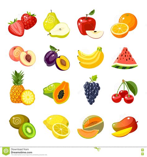 套五颜六色的动画片果子象 向量例证. 插画 包括有 饮食, 膳食, 桃子, 营养, 新鲜, 果子, 颜色 - 71802789