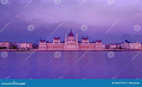 Hungarian Parliament Building In Budapest Hungary Against A Cloudy Sky Stock Image Image Of