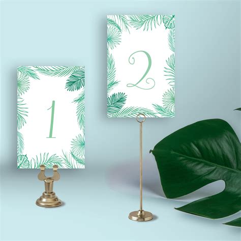 Table Number Wedding Tropical Leaves Palm Leaf Table Numbers Etsy