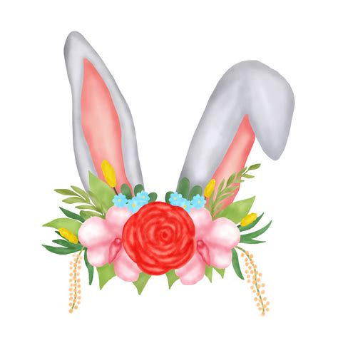 Easter Bunny Ears With Flower 20965443 Png