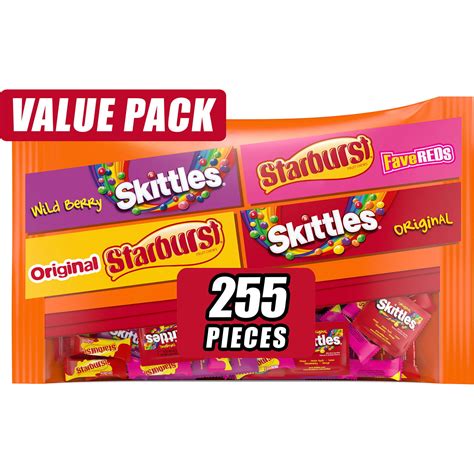 starburst and skittles chewy candy assorted bulk variety pack 255 ct 6 5lbs