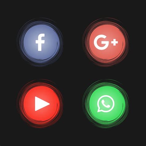 Abstract Social Media Icons On Black Background Premium Vector