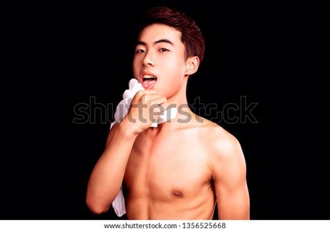 Naked Chinese Guy On Black Background Stock Photo Edit Now