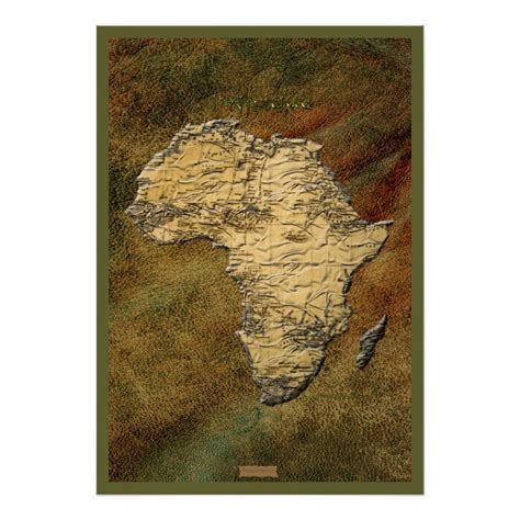 3d Look Africa Map Art Poster Map Art African Map Africa Map