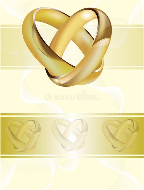 A Wedding Invitation Card With Gold Rings Stock Vector Illustration