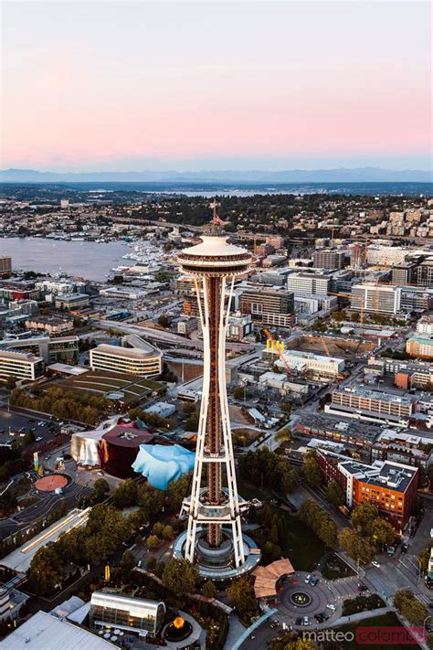 The Space Needle And Skyline Panoramic Seattle Usa Royalty Free