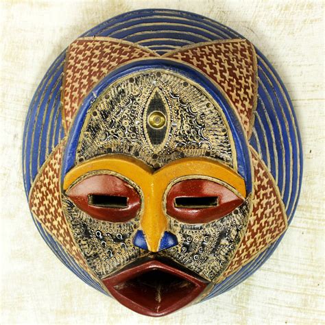 Ewe Culture African Wood Mask Handmade By Ghana Artisan Kafuinam Novica