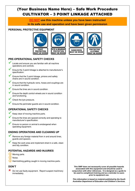 Electrical Safe Work Procedure Safe Work Procedure Template Portrait