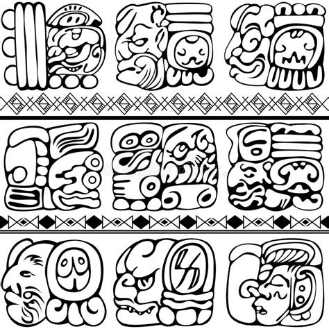 Mayan Glyphs Set Stock Vector Illustration Of Tribal 185192321