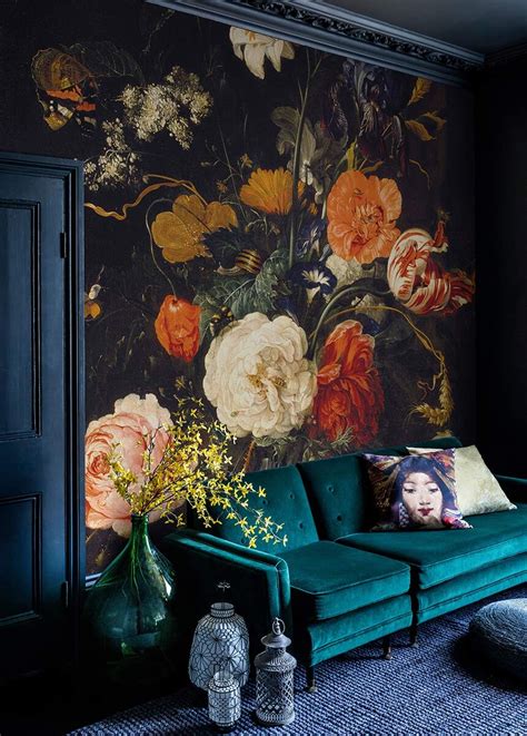 Fashionable designer wallpaper with bold modern prints, metallics, and colors. De Heem Floral Bouquet Painting Wallpaper Mural in 2020 ...