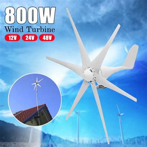 800w 12v 24 V 48 Volt 6 Nylon Fiber Blade Horizontal Home Wind Turbines