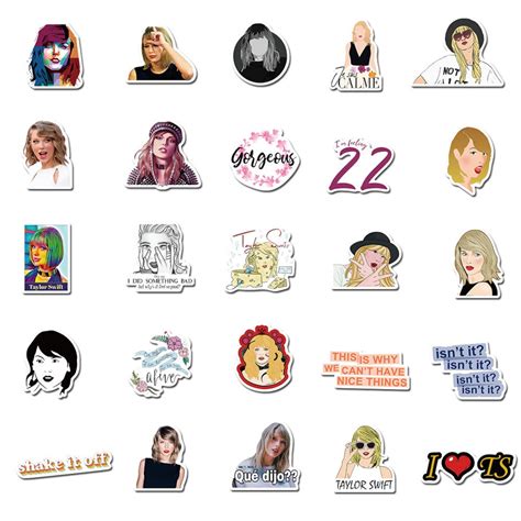 Pack Of 25 Or 50 Vinyl Taylor Swift Stickers Die Cut Decal Etsy