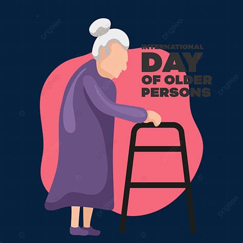 Older Person Vector Hd Images Grandmother With Walker For The