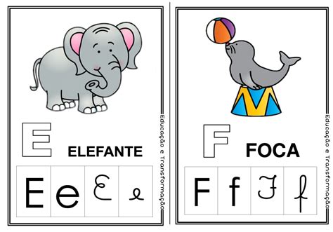 Alfabeto Cards Coloridos E Ilustrados Do Alfabeto Quatro Tipos De