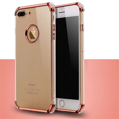 Wholesale Iphone 7 Plus Metallic Electroplate Style Clear Case Rose Gold