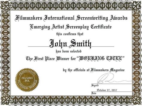 An Award Certificate Is Shown In This Image
