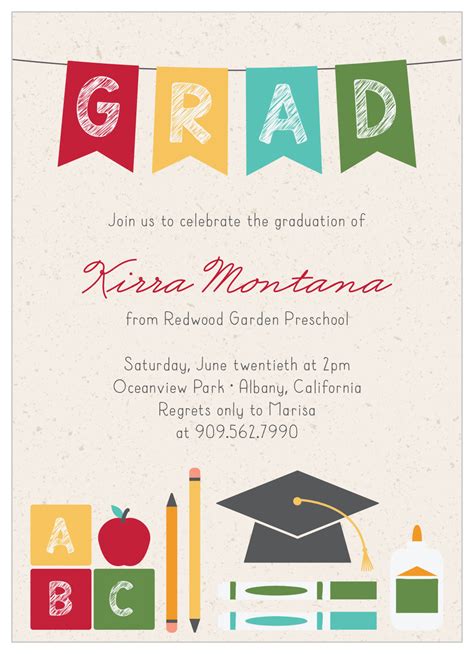 Pre K Graduation Invitations Templates