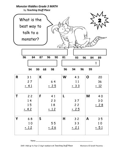 Monster Riddles Grade 3 Math Core Skills