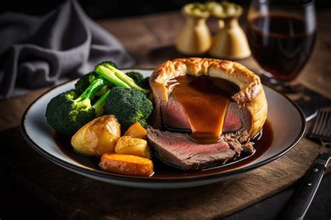 Premium Photo Roast Beef With Yorkshire Pudding Is A Traditional