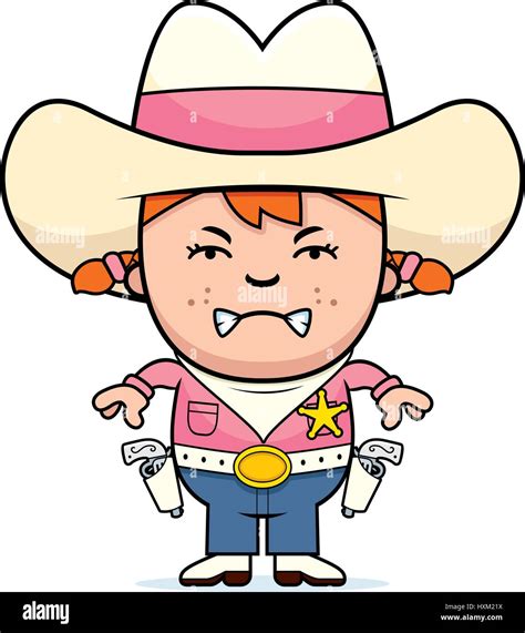 A Cartoon Illustration Of A Little Cowgirl Looking Angry Stock Vector Image And Art Alamy