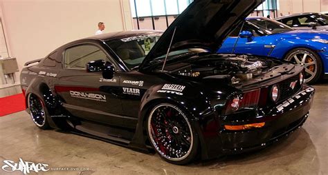 Car Modification Bagged And Murdered Out Widebody Mustang