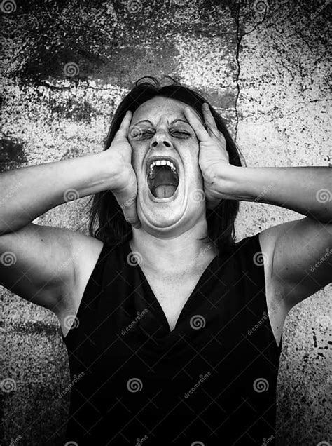 Hysterical Woman Screaming Stock Image Image Of Emotion 93787049