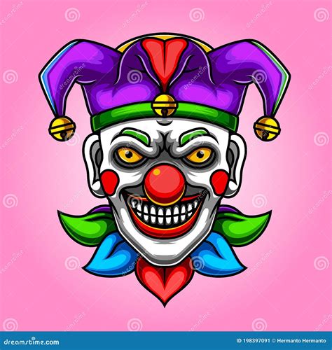 Scary Joker Clown Colorful Of Illustration Stock Vector Illustration