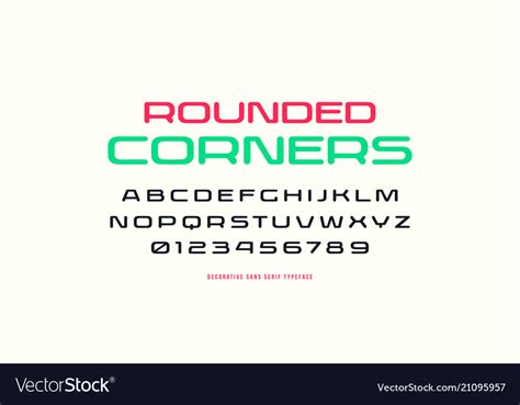 Extended Sans Serif Font With Rounded Corners Vector Image