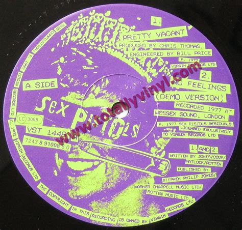Totally Vinyl Records Sex Pistols Pretty Vacant No Feelings Demo Satellite Demo