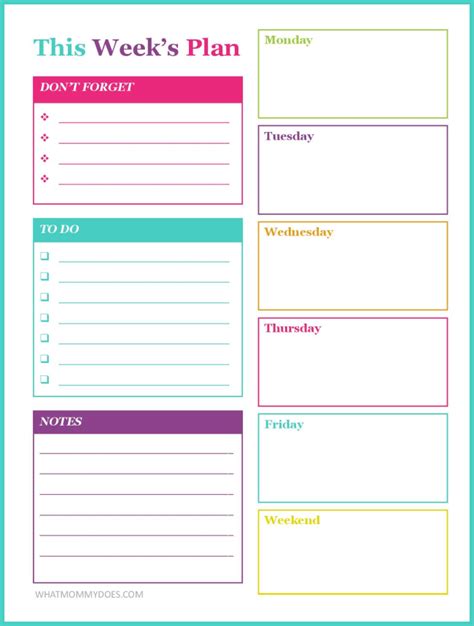Free Printable Weekly Planner What Mommy Does