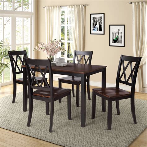 Clearanceblack Dining Table Set For 4 Modern 5 Piece Dining Room