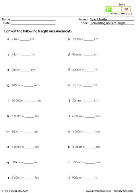 Converting Units Of Length Worksheet