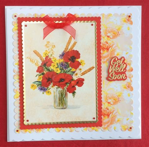 3d Luxury Handmade Card Get Well Soon Poppies B Folksy