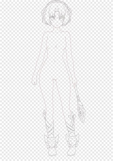 Lineart To Paint Female Anime Character Sketch Png Pngegg