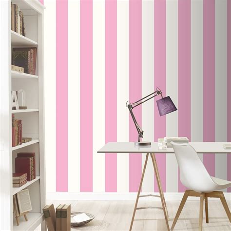 Stripe Wallpaper Pink And White Rasch 286908 This Striking Stripe