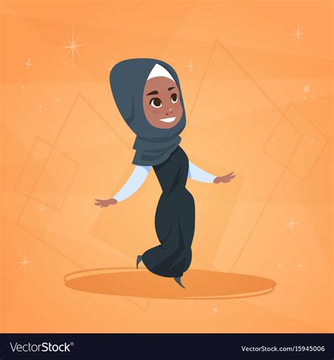 Arab Girl Small Cartoon Character Muslim Female Vector Image