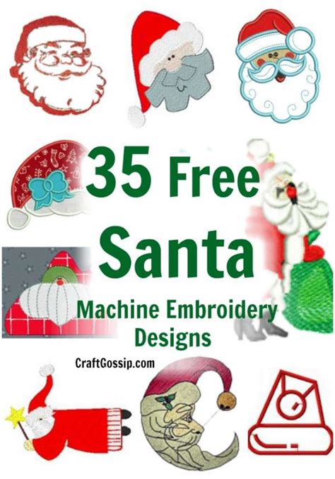 35 Free Christmas Santa Machine Embroidery Designs Needle Work