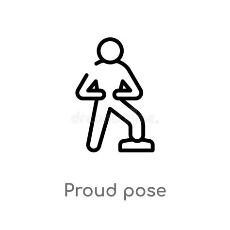 Outline Proud Pose Vector Icon Isolated Black Simple Line Element