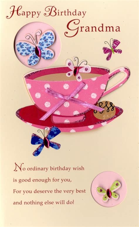 Happy Birthday Grandma Embellished Greeting Card Cards Love Kates