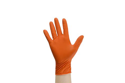 Diamond Grip Nitrile Gloves Orange Clenz Ireland