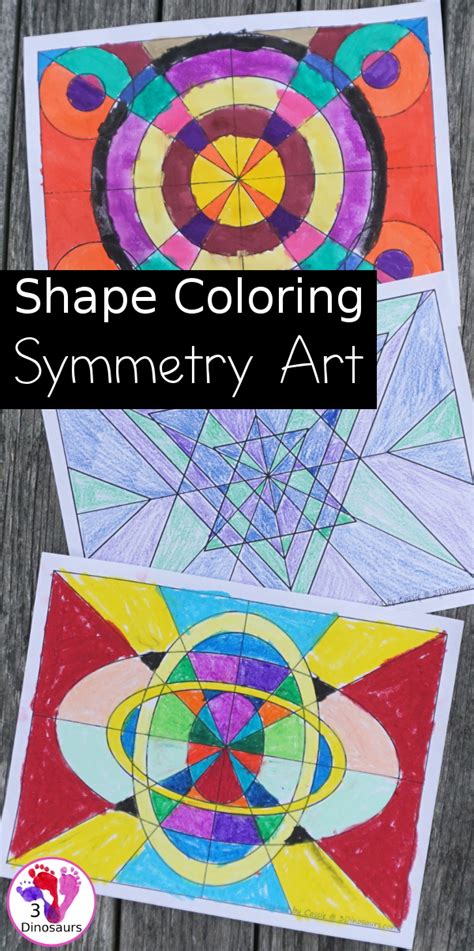Math Art Shape Coloring Symmetry Art 3 Dinosaurs