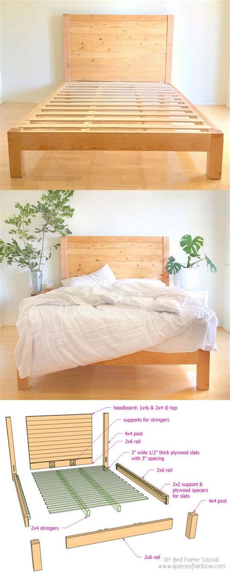 How To Build A Beautiful Diy Bed Frame And Wood Headboard Easily Free