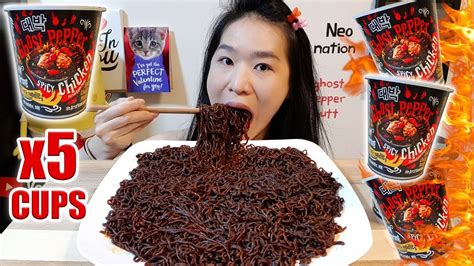 Daebak ghost pepper noodles challenge mukbang!! SPICIEST GHOST PEPPER NOODLES CHALLENGE!! Daebak Spicy ...